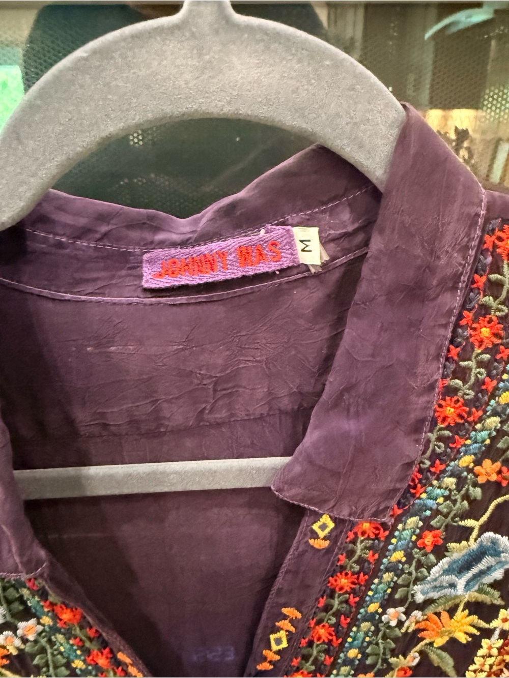Johnny Was Embroidered V-Neck Boho Tunic Top - Purple - Picture 2 of 8